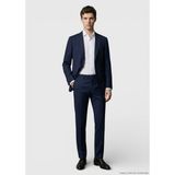 Ramsey Lacivert Kareli Zeroweight Slim Fit %100 Yün Takım Elbise - 6 Drop - 46
