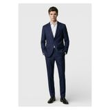 Ramsey Lacivert Kareli Zeroweight Slim Fit %100 Yün Takım Elbise