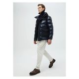 Ramsey Lacivert Regular Fit Kapüşonlu Casual Dokuma Kaban