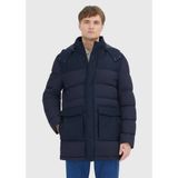 Ramsey Lacivert Regular Fit Kapüşonlu Klasik Dokuma Kaban - XL