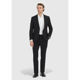Ramsey Siyah Düz Modern Fit %100 Yün Takım Elbise - 8 Drop - 48