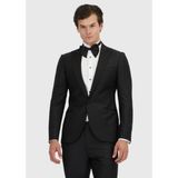 Ramsey Siyah Düz Slim Fit Kruvaze Yaka Dokuma Smokin Takım Elbise - 6 Drop - 50
