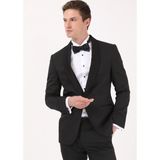 Ramsey Siyah Mikro Modern Fit Şal Yaka Dokuma Smokin Takım Elbise - 46 - 6 Drop
