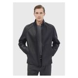 Ramsey Siyah Regular Fit Dik Yaka Casual Süet Deri Mont