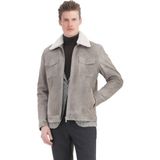 Ramsey Vizon Regular Fit Gömlek Yaka Casual Süet Deri Mont - XL
