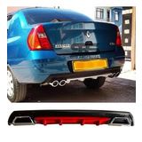 Ranault Clio 2 Sedan Difüzör Arka Tampon Eki 2 Egzoz Çıkışlı Kırmızı Lüx Tip