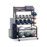 Rane Fitness Equipment Pilates Yoga Dambıl Kettlebell Mat Roller Çok Amaçlı Stand - Siyah