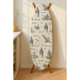 Ranforce Biyeli Çizgili Isıya Dayanıklı Ütü Masası Kılıfı 142X55 cm - Ahşap - Ceviz - Seçenek 1