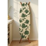 Ranforce Biyeli Çizgili Keçeli Isıya Dayanıklı Ütü Masası Kılıfı 142 x 55 cm - Beyaz - Yeşıl