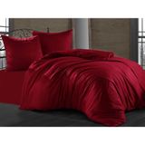 Ranforce Pamuklu Çarşafı Lastikli Çift Kişilik Nevresim Takımı - 200 x 220 cm - Bordo