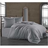 Ranforce Pamuklu Çarşafı Lastikli Çift Kişilik Nevresim Takımı - 200 x 220 cm - Gri