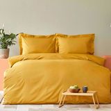 Ranforce Pamuklu Çarşafı Lastikli Çift Kişilik Nevresim Takımı - 200 x 220 cm - Hardal