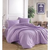 Ranforce Pamuklu Çarşafı Lastikli Çift Kişilik Nevresim Takımı - 200 x 220 cm - Lila