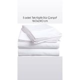 Ranforce Tek Kişilik 5 adet 160x240 cm Beyaz Düz Çarşaf ( Oteller İçin Sık Dokuma Kumaş ) CRS100