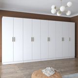 Rani BA154 Modüler Gardırop 9 Kapaklı Raflı Askılı Çekmeceli Elbise Dolabı Beyaz Suntalam Malzemeden Üretilmiş Modern Tasarım