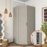 Rani BA279 Membran Kapaklı Köşe Modül Gardırop Tek Kapaklı 6 Raflı Askılı Elbise Dolabı Kumtaşı