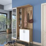 Rani EA109 Portmanto Ceviz - Beyaz Aynalı Raflı Ayakkabılık 120 cm Genişlik 198,6 cm Yükseklik