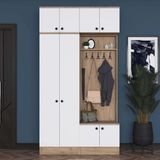 Rani EA145 Modern Portmanto Askılı Ayakkabılık Vestiyer Sepet Cevi Beyaz - Sepet Ceviz - Beyaz