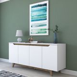 Rani GD102 Modern Ayaklı Konsol Beyaz - Minyatür Ceviz - 78 x 45 x 180
