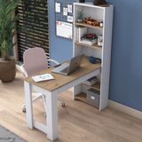 Rani HA106 Raflı Çalışma Ofis Bilgisayar Masası Sepet Ceviz - Beyaz - 120 x 50 x 75 cm