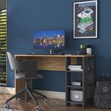 Rani HA108 Raflı Çalışma Ofis Bilgisayar Masası Antrasit - Sepet Ceviz - 120 x 45 Cm - Ceviz - Antrasit