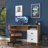 Rani HA109 Çekmeceli Çalışma Ofis Bilgisayar Masası Sepet Ceviz - Beyaz - 120 x 50 x 74 cm
