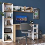 Rani Ha125 Kitaplıklı Raflı Çalışma Ofis Bilgisayar Masası Sepet Ceviz - Beyaz - 45 x 1 20 cm - Beyaz - Ceviz