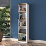 Rani HC111 Kitaplık 5 Raflı Çalışma Odası Kütüphane Modern Duvar Rafı Beyaz - Sepet Ceviz - Beyaz - Ceviz