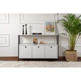 Rani Home Dresuar Beyaz - Siyah Metal Ayaklı Konsol 120 cm EG-5272