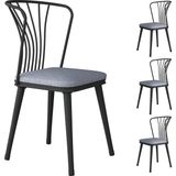 Rani JB104 Metal Sandalye 4'lü Mutfak Yemek Masası Sandalyesi Açık Gri - Siyah - Gri