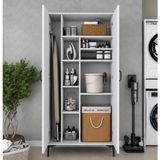 Rani KC103 Çok Amaçlı Banyo Dolabı Beyaz 2 Kapaklı 7 Raflı Modern Tasarım 198,6 cm Yükseklik