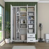 Rani KC105 Banyo Dolabı 3 Kapaklı 13 Raflı 2 Çekmeceli Çok Amaçlı Dolap Beyaz