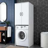 Rani KD119 Çamaşır Makinesi Dolabı 2 Kapaklı 2 Raflı Banyo Dolabı Beyaz