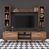 Rani M5 Ceviz A5 Duvar Raflı Kitaplıklı Tv Ünitesi