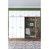 Rani Mobilya Rani Ba122 Geniş Gardırop Elbise Dolabı + Çalışma Masası + Kitaplık Sepet Ceviz - Beyaz 216 X 240 Cm
