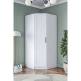 Rani Mobilya Rani BA191 Membran Kapaklı Köşe Modül Gardırop Tek Kapaklı 6 Raflı Askılı Elbise Dolabı Beyaz