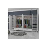 Rani Mobilya Rani F4 Geniş Gardırop Elbise Dolabı 6 Kapılı 2 Çekmeceli 2 Askılı 12 Raflı Tek Modül Beyaz