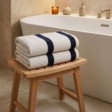 Rani Mobilya Rani Home Banyo Havlusu Seti Krem - Siyah BD-6442 - 100 x 160 cm