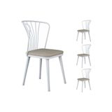 Rani Mobilya Rani Jb104 Metal Sandalye 4'lü Mutfak Yemek Masası Sandalyesi Beyaz - Bej