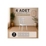 Rani Mobilya Rani JB108 Metal Sandalye Thonet Sandalye 4'lü Mutfak Yemek Masası Sandalyesi Beyaz