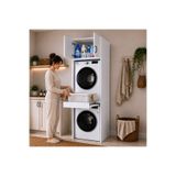 Rani Mobilya Rani KD116 Çamaşır Ve Kurutma Makinesi Dolabı Çekmeceli Raflı Banyo Dolabı Beyaz