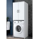 Rani Mobilya Rani KD119 Çamaşır Makinesi Dolabı 2 Kapaklı 2 Raflı Banyo Dolabı Beyaz