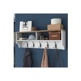Rani Mobilya Rani P2 Modern Portmanto Duvar Askısı Beyaz - Sepet Ceviz Vestiyer 120 Cm