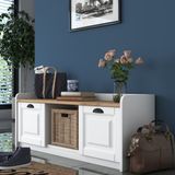 Rani P2 Modern Ayakkabılık Ayakkabı Dolabı Renk: Beyaz - Sepet Ceviz M1 - Beyaz - Ceviz