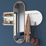 Rani P3 Modern Tasarımlı Aynalı Duvar Askısı Boy Aynası Sepet Ceviz - Beyaz Vestiyer 120 cm x 125 cm