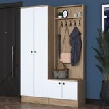 Rani P6 Modern Portmanto Ayakkabılık Vestiyer Sepet Ceviz - Beyaz M5 - 010 - Beyaz
