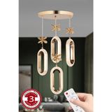 RANSOM 3 Renk Kumandalı Gold Kasa Elips Led Avize 4 Lü Modern Ledli Avize