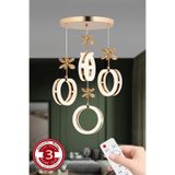 RANSOM 3 Renk Kumandalı Gold Kasa Yüzük Led Avize 4 Lü Modern Ledli Avize