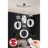 RANSOM 3 Renk Kumandalı Krom Kasa Yüzük Led Avize 4 Lü Modern Ledli Avize