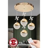 RANSOM 3 Renk Toplu Kumandalı Gold Kasa Led Avize 4 Lü Top Modern Ledli Avize